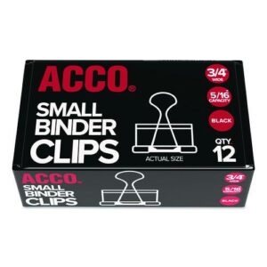 Binder Clips, Small, Black Silver, Dozen