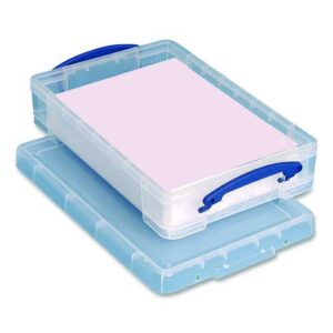 Snap-Lid Storage Bin, 1.05 gal, 10.25" x 14.5" x 3.37", Clear/Blue
