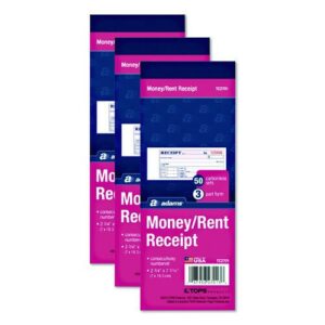 Multipart Money/Rent Receipt Book, Three-Part Carbonless, 6.69 x 2.75, 50 Receipts/Book, 3 Books/Pack