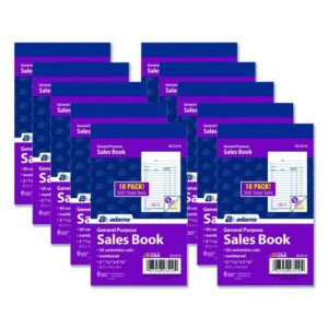 Multipart General-Purpose Sales Pad, Two-Part Carbonless, 3.34 x 5.13, 50 Forms/Pad, 10 Pads/Pack