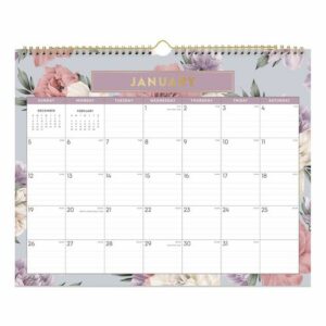 Tula Monthly Wall Calendar, Floral Artwork, 15 x 12, White/Multicolor Sheets, 12-Month (Jan to Dec): 2026