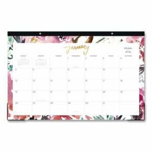 Kelly Ventura Magenta Bloom Desk Pad Calendar, 17 x 11, Floral Artwork, White/Multicolor Sheets, 12-Month (Jan to Dec): 2026