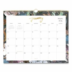 Midnight Garden Monthly Wall Calendar, 15 x 12, Floral Artwork, White/Multicolor Sheets, 12-Month (Jan to Dec): 2026