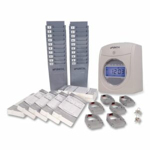 UB2000 Electronic Calculating Time Clock Bundle, Digital Display, Gray