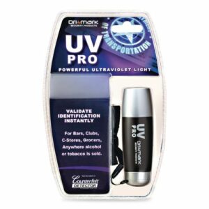 UV Pro Ultraviolet Counterfeit Detecto, UV Light; Watermark, U.S.; Most Foreign Currencies, 7.28 x 3.74 x 4.21, Black/Silver