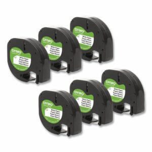 LetraTag Paper Label Tape Cassettes, 0.5" x 13 ft, White, 6/Box