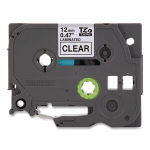 TZe Standard Adhesive Laminated Labeling Tape, 0.47" x 26.2 ft, Black on Clear