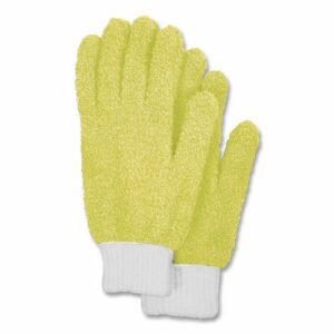 Microfiber Dusting Gloves, Yellow with White Cuffs, 2 Gloves