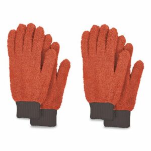 Microfiber Dusting Gloves, Coral with Black Cuffs, 4 Gloves