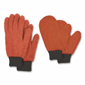 Microfiber Dusting Gloves and Mitts, Coral with Black Cuffs, 2 Gloves, 2 Mitts