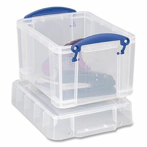 Snap-Lid Storage Bin, 101.12 oz, 7.06" x 9.62" x 6.25", Clear Box/Blue Handle