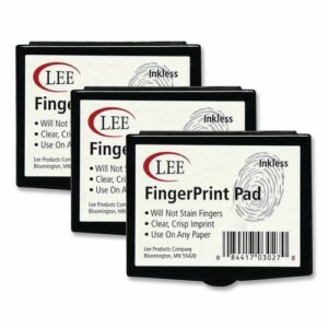 Inkless Fingerprint Pad, 2.25" x 1.75", Black, 3/Pack