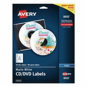 Inkjet CD Labels, Matte White, 40/Pack