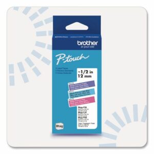 Genuine P-Touch BTAG Label Tapes, 0.47" x 13.1 ft, White on Purple, Black on Light Blue, White on Pink