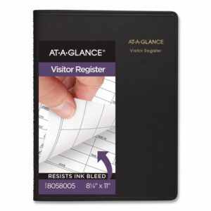 Visitor Register Book, Black Cover, 10.88 x 8.38 Sheets, 60 Sheets/Book