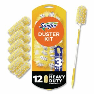 Heavy Duty Dusters Starter Kit, Handle Extends to 3 ft, 1 Handle with 12 Duster Refills
