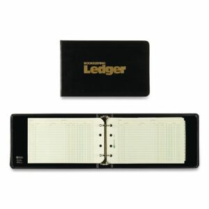 Two-Ring Ledger Binder Kit with A-Z Index, Black Cover, 8.5 x 5 Debit-Credit-Balance Sheets, 100 Sheets/Book