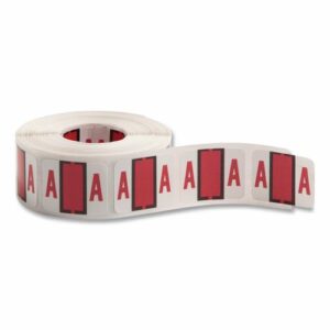 A-Z Color-Coded End Tab Filing Labels, A, 1 x 1.25, White, 500/Roll
