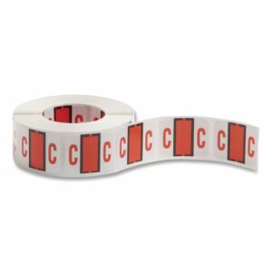A-Z Color-Coded End Tab Filing Labels, C, 1 x 1.25, White, 500/Roll