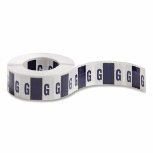 A-Z Color-Coded End Tab Filing Labels, G, 1 x 1.25, White, 500/Roll