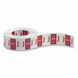 A-Z Color-Coded End Tab Filing Labels, J, 1 x 1.25, White, 500/Roll