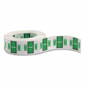 A-Z Color-Coded End Tab Filing Labels, M, 1 x 1.25, White, 500/Roll