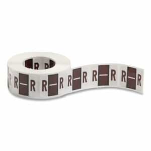 A-Z Color-Coded End Tab Filing Labels, R, 1 x 1.25, White, 500/Roll
