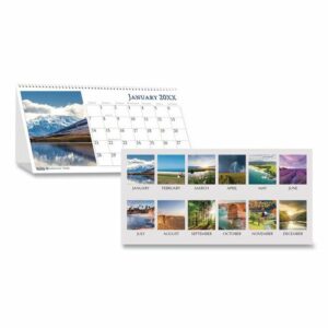 Earthscapes Recycled Desk Tent Monthly Calendar, Scenic Photography, 8.5 x 4.5, White Sheets, 12-Month (Jan to Dec): 2025