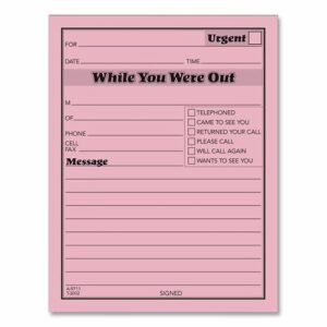 Pink Message Pad, One-Part (No Copies), 4.25 x 5.5, 50 Forms/Pad, 12 Pads/Pack