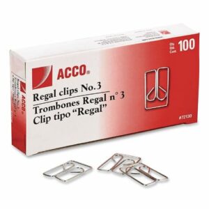Regal Clips, #3, Smooth, Silver, 100/Box