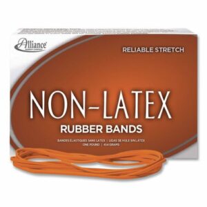 Non-Latex Rubber Bands, Size 117B, 0.04" Gauge, Orange, 1 lb Box, 250/Box