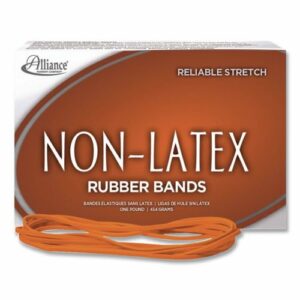 Non-Latex Rubber Bands, Size 64, 0.04" Gauge, Orange, 1 lb Box, 380/Box