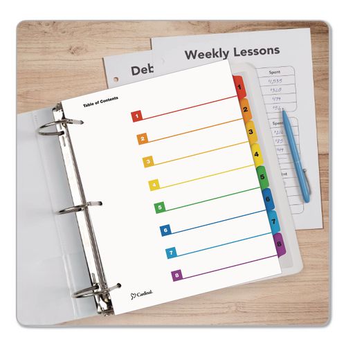 OneStep Printable Table of Contents and Dividers, 8-Tab, 1 to 8, 11 x 8.5, White, Assorted Tabs, 1 Set - Image 3