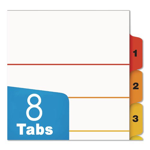OneStep Printable Table of Contents and Dividers, 8-Tab, 1 to 8, 11 x 8.5, White, Assorted Tabs, 1 Set - Image 4