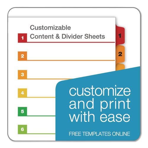 OneStep Printable Table of Contents and Dividers, 10-Tab, 1 to 10, 11 x 8.5, White, Assorted Tabs, 1 Set - Image 3