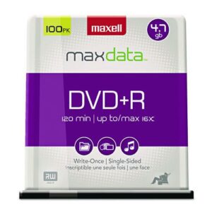 DVD+R High-Speed Recordable Disc, 4.7 GB, 16x, Spindle, Silver, 100/Pack