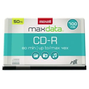CD-R Discs, 700 MB/80 min, 48x, Spindle, Silver, 50/Pack