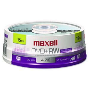 DVD+RW Rewritable Disc, 4.7 GB, 4x, Spindle, Silver, 15/Pack