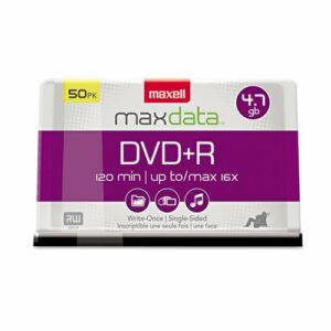 DVD+R High-Speed Recordable Disc, 4.7 GB, 16x, Spindle, Silver, 50/Pack