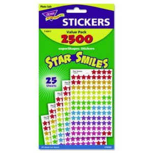 Sticker Assortment Pack, Smiling Star, Assorted Colors, 2,500/Pack