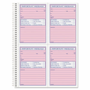 Telephone Message Book with Fax/Mobile Section, Two-Part Carbonless, 3.88 x 5.5, 4 Forms/Sheet, 200 Forms Total