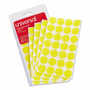 Self-Adhesive Removable Color-Coding Labels, 0.75" dia, Yellow, 28/Sheet, 36 Sheets/Pack