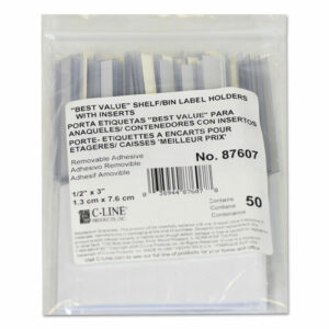 Self-Adhesive Label Holders, Top Load, 0.5 x 3, Clear, 50/Pack