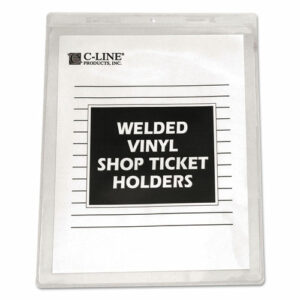 Clear Vinyl Shop Ticket Holders, Super Heavy-Duty, Top Load 8.5 x 11 Insert, Clear Front, 50/Box