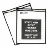 Stitched Shop Ticket Holders, Heavy-Duty, Top Load 12 x 15 Insert, Clear Front, Black Border, 25/Box