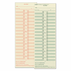 Time Clock Cards, Replacement for 10-100382/1950-9631, Two Sides, 3.5 x 10.5, 500/Box
