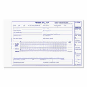 Driver's Daily Log Book, Two-Part Carbonless, 8.75 x 5.38, 31 Forms Total