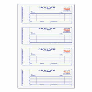 Purchase Order Book, 5 Lines, Two-Part Carbonless, 7 x 2.75, 4 Forms/Sheet, 400 Forms Total