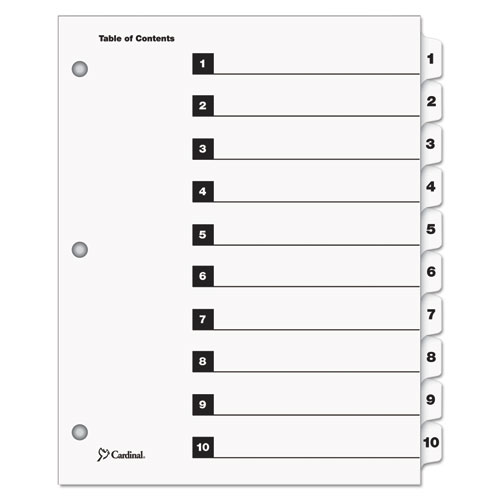 OneStep Printable Table of Contents and Dividers, 10-Tab, 1 to 10, 11 x 8.5, White, White Tabs, 1 Set