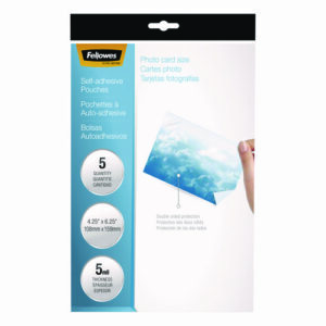 Self-Adhesive Laminating Pouches, 5 mil, 4.25" x 6.25", Gloss Clear, 5/Pack